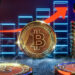 A large Bitcoin coin stands before glowing blue bar graphs and an upward red arrow, symbolizing rising cryptocurrency value and market growth—reflecting trends seen in the Bitcoin Casino space. Other digital coins are visible in the foreground. | MONEY6X